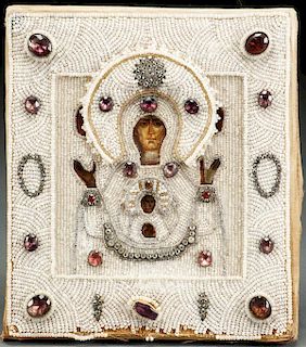 A RUSSIAN ICON OF THE SIGN MOTHER OF GOD