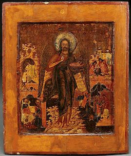 A RUSSIAN ICON OF ST. JOHN THE BAPTIST