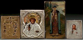 A GROUP OF FOUR RUSSIAN ICONS, CIRCA 1875 - 1900