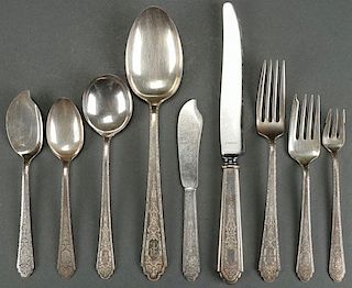 77 PIECE SET OF LUNT “MARY II” STERLING FLATWARE