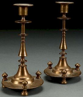 A PAIR OF RUSSIAN FOOTED CANDLESTICKS, UDIN