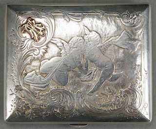 A RUSSIAN SILVER AND GOLD MOUNTED CIGARETTE CASE