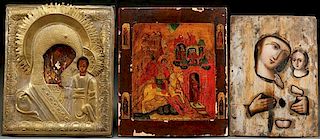 A GROUP OF THREE RUSSIAN ICONS, CIRCA 1875