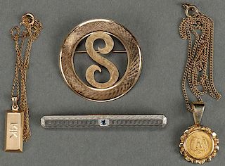 A GROUP OF 14K GOLD JEWELRY, 20TH CENTURY