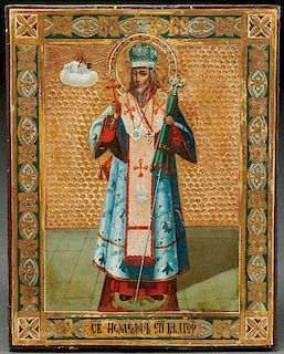 A RUSSIAN ICON OF ST. JOSEPH OF BELGOROD