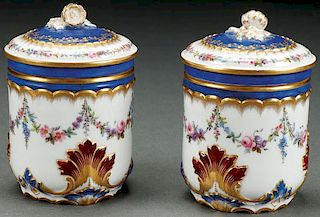 A PAIR OF IMPERIAL RUSSIAN PORCELAIN COVERED JARS