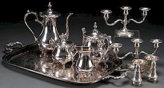 A GORHAM SILVER PLATE AND MIXED STERLING GROUP
