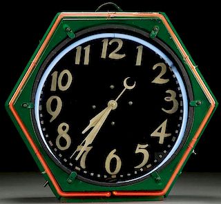 AN EARLY NEON CLOCK, CIRCA 1920’S