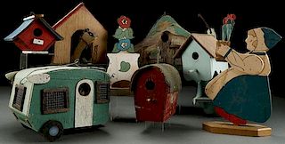A PRIMITIVE AND FOLKART BIRDHOUSE COLLECTION