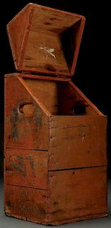 A WOOD HINGED COVER CARBOY CASE, EARLY 20TH C