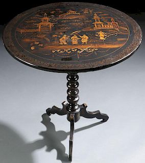 ENGLISH CHINOISERIE GILT DECORATED BLACK LACQUER