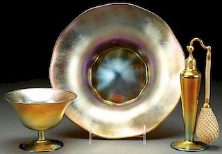 AN L. C. TIFFANY AND STEUBEN ART GLASS GROUP