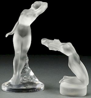 TWO LALIQUE FRENCH ART GLASS FIGURES