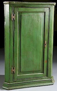 A VERY FINE PAINTED 19TH CENTURY CORNER CUPBOARD