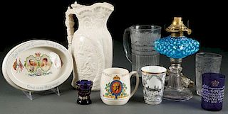 A NINE PIECE GROUP OF MOSTLY VICTORIAN GLASS