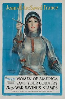 A US WWII SAVINGS STAMP POSTER “JOAN OF ARC”