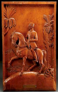 LARGE FRENCH RELIEF CARVED WALNUT MILITARY