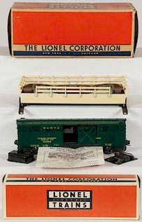 A LIONEL O GAUGE HORSE CAR AND CORRAL SET