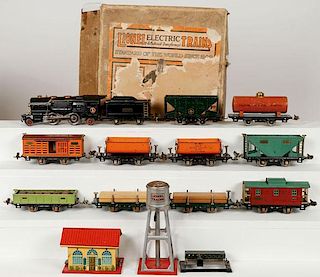 A 12 PIECE EARLY LIONEL FREIGHT TRAIN SET