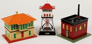 A GROUP OF THREE MTH TOY TRAIN BUILDINGS
