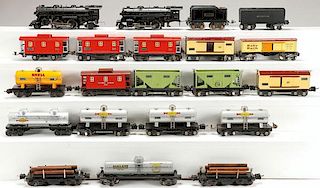 A LIONEL TOY MODEL ROLLING STOCKS AND ENGINE