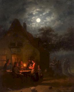 Attributed to Johann Mongels Culverhouse, (Dutch, 1820-1891), Candlelight Market
