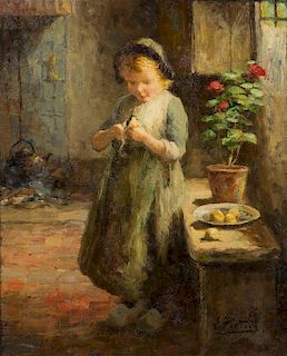 * Evert Pieters, (Dutch, 1856-1932), Peeling Potatoes