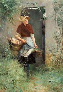 Luis Jimenez y Aranda, (Spanish, 1845-1928), Watched on Her Way from Market