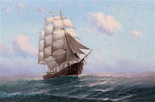 Theodore Victor Carl Valenkamph, (American, 1868-1924), Sailing Vessel on the High Seas