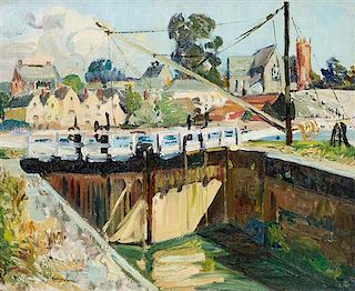 Richard Hayley Lever, (American, 1876-1958), Canal Locks, Devon, England, 1903