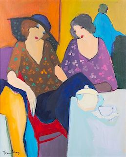 Itzchak Tarkay, (Israeli, 1935-2012), Interior Scene, Two Seated Women