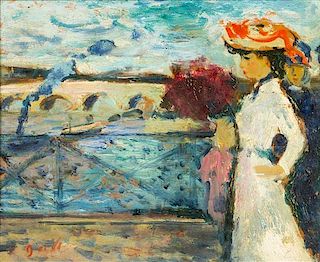 Francois Gall, (French, 1912-1987), Elegante sur le pont