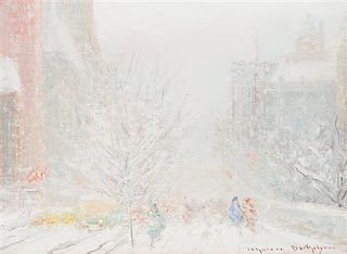 Johann Berthelsen, (American, 1883-1972), Winter on Fifth Avenue