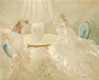 Louis Icart, (French, 1888-1950), Two Seated Ladies