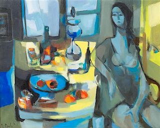 * Marcel Mouly, (French, 1918-2008), Jeune fille corse - la table jaune, 1971