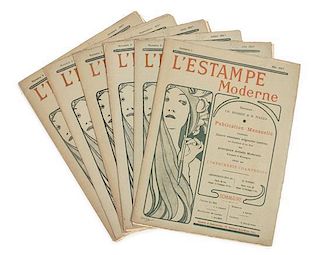 L'Estampe Moderne. Paris: L'Imprimerie Campenois, May-October 1897.  24 color lithographic plates, original printed wrappers.