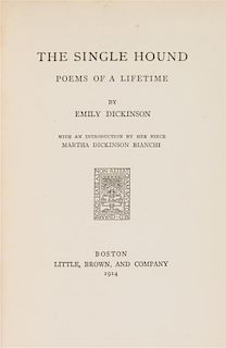 DICKINSON, Emily (1830-1886). The Single Hound. Boston: Little, Brown, and Company, 1914.
