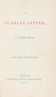 HAWTHORNE, Nathaniel. The Scarlet Letter. Boston: Ticknor, Reed and Fields, 1850. FIRST EDITION, ORIGINAL CLOTH, ads dated Ma