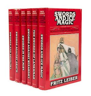 LEIBER, FRITZ. The Saga of Fafhrd and the Gray Mouser. Boston, 1977. 6 parts in 6 volumes. FIRST HARDCOVER EDITION.