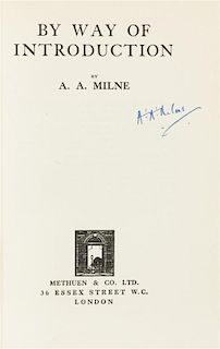 MILNE, Alan Alexander (1882-1956). By Way of Introduction. London: Methuen & Co., 1929.  SIGNED BY MILNE.