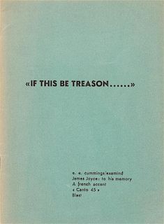 [POUND, Ezra (1885-1972)]. If this be Treason. Siena: Tip. Nuova, 1948. [With]: JOYCE. A Fragment from Finnegans Wake.