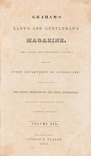 POE, Edgar Allan 1809-1849). 5 contributions in: Graham's Lady's and Gentleman's Magazine. Volume XIX. Philadelphia, 1841.
