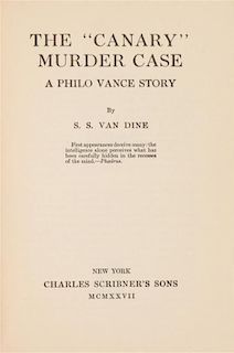 VAN DINE, S.S. (1888-1939). The Canary Murder Case. New York: Charles Scribner's Sons, 1927.