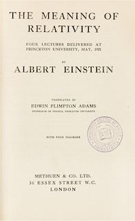 [ALBERT EINSTEIN] Two translations of Einstein's works, comprising: The Theory of Relativity [with] The Meaning of Relativity