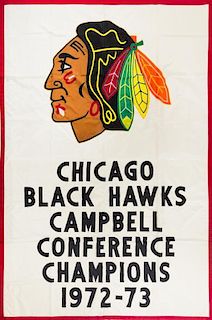 * [CHICAGO BLACKHAWKS]. Stadium Banner. Campbell Conference Champions 1972-1973.