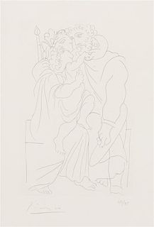* Pablo Picasso, (Spanish, 1881-1973), Couple et enfant (pl. 1 from Lysistrata), 1934