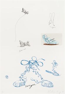Claes Oldenburg, (American, b. 1929), Untitled (Sneaker Lace) (from Notes), 1968