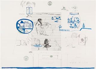 Saul Steinberg, (American, 1914-1999), Music and China (from Six Drawing Tables), 1970