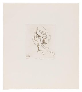 Frank Auerbach, (British, b. 1931), Joe Tilson (from Six Etchings of Heads), 1980