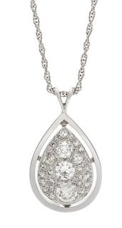 A White Gold and Diamond Pendant, 5.40 dwts.